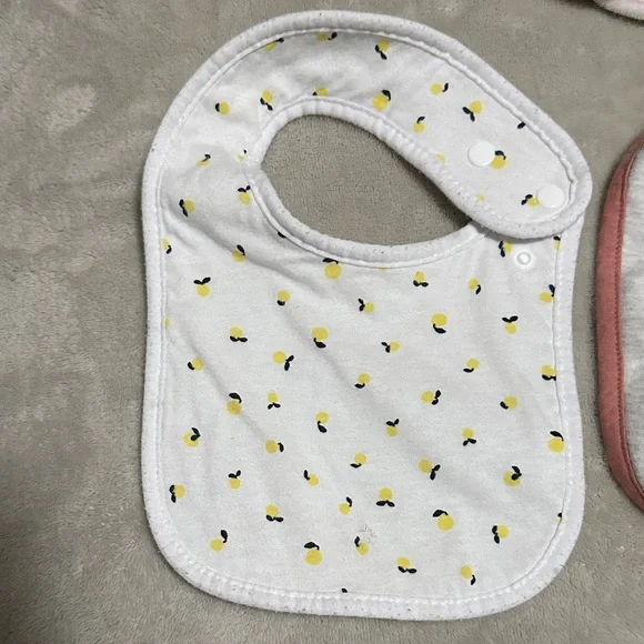 Assorted Baby Bib (8) & Cloths Set (5) - Pink, Gray, Green - Picture 6 of 6